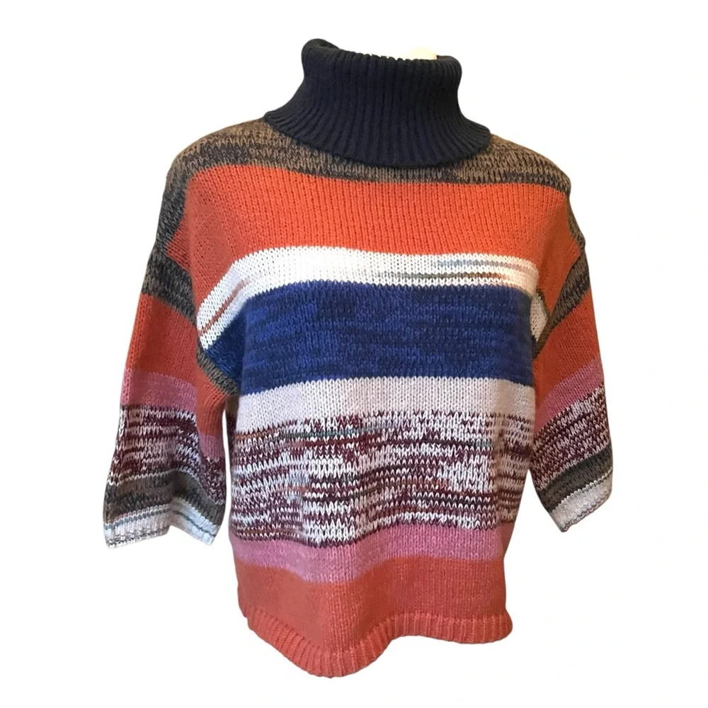 NWT, Knox Rose Cozy Colorful Striped Knit Turtleneck Sweater, Sz XS - Picture 8 of 16